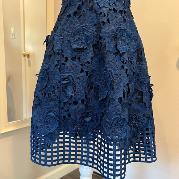 Lovers + Friends Blue Bellini embellished floral lace applique dress, Size Small - Picture 8 of 15